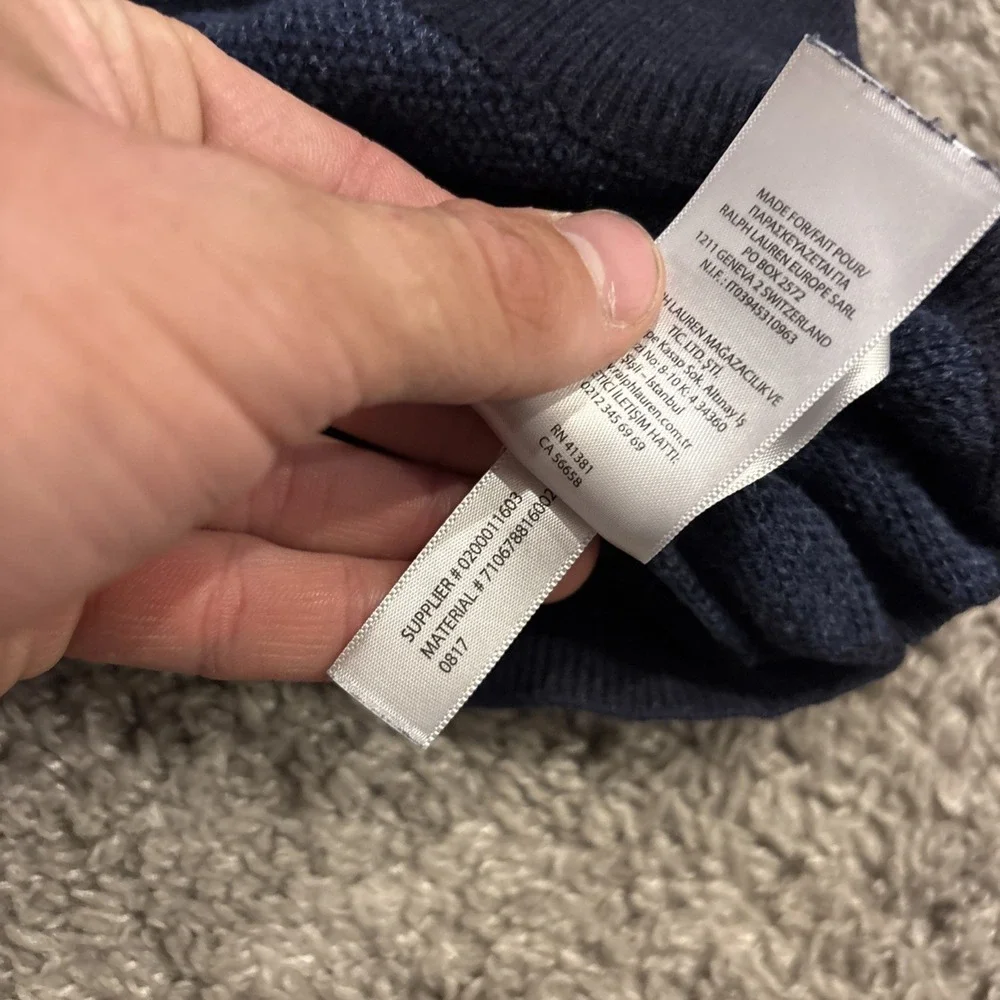 Polo Ralph Lauren Pima Cotton Sweater Men's Medium Crew Neck Thermal Blue Thick